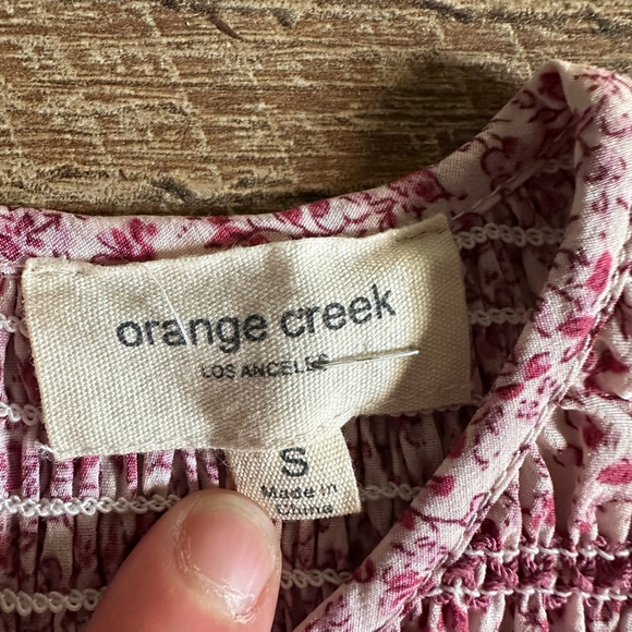 Women's Orange Creek Pink Floral Smocked Midi Dress S - Picture 5 of 15